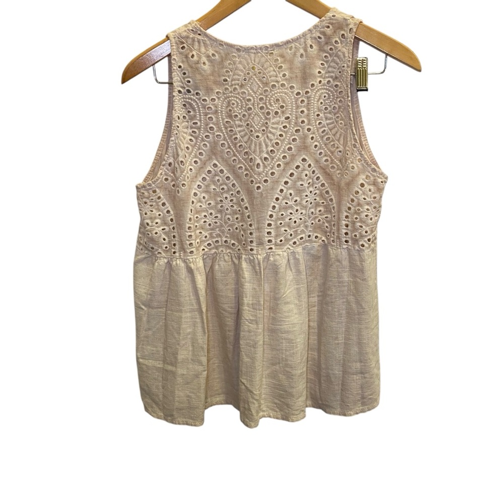 Chloe’s Closet blush pink eyelet Peplum Tank Top Sz 6 - Picture 2 of 9